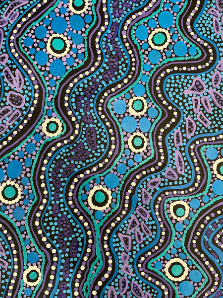 #396 Sacred Water (Multi) - TREPHINA SULTAN THANGUWA :  90cm x 150cm
