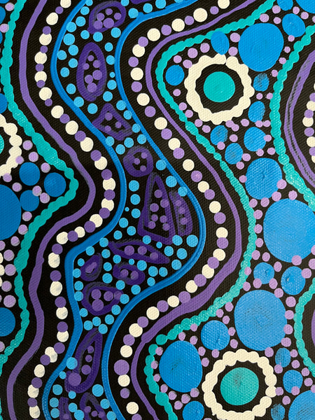 #396 Sacred Water (Multi) - TREPHINA SULTAN THANGUWA :  90cm x 150cm