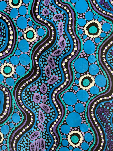 #396 Sacred Water (Multi) - TREPHINA SULTAN THANGUWA :  90cm x 150cm