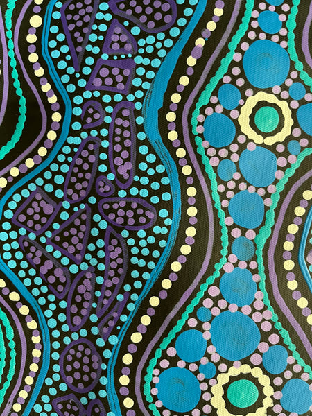 #396 Sacred Water (Multi) - TREPHINA SULTAN THANGUWA :  90cm x 150cm