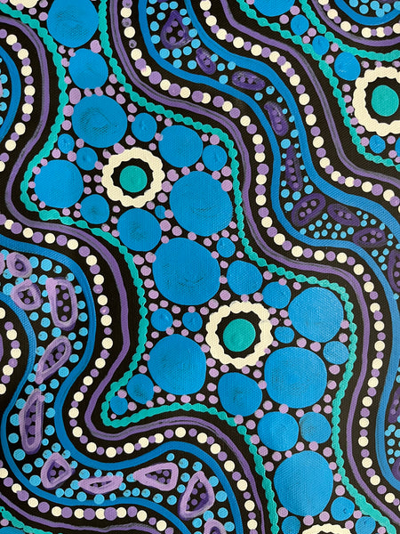#396 Sacred Water (Multi) - TREPHINA SULTAN THANGUWA :  90cm x 150cm