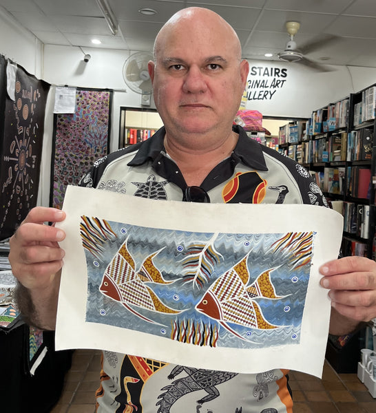 #403 Coral Fish - PHILIP HARRIS (RAMUNDI) Aboriginal Art: 33cm x 18cm