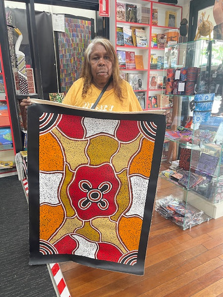 #145 Women's Body Design (Earth Tones) BARBARA PANANKA : Aboriginal Art: 94x64cm