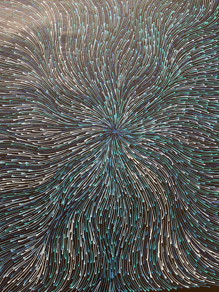 #206 Bush Medicine Seeds (Blues) - SHARON NUMINA : Aboriginal Art: 90x95cm