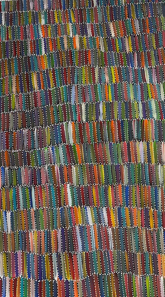 #114 Seeded Bush Yams (multi)- SELINA NUMINA :Aboriginal Art: 89cm x 148cm