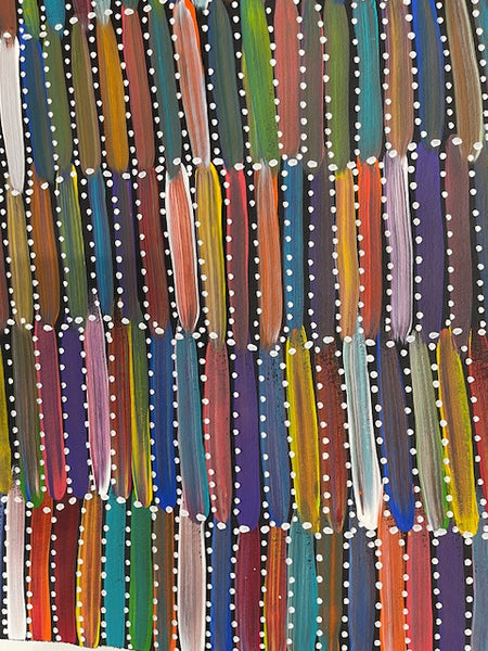 #114 Seeded Bush Yams (multi)- SELINA NUMINA :Aboriginal Art: 89cm x 148cm