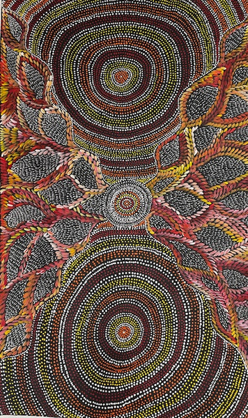 #169 Waterholes & Bush Medicine Leaves (Sunset)  - Scott Duggie Aboriginal Art: 90cm x 147cm