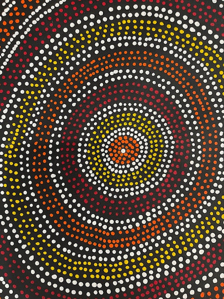 #169 Waterholes & Bush Medicine Leaves (Sunset)  - Scott Duggie Aboriginal Art: 90cm x 147cm