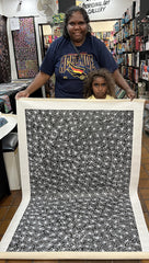 #47 Thorny Devil Lizard (Blk/Whte) - SHARON NUMINA Aboriginal Art:  87cm x 147cm