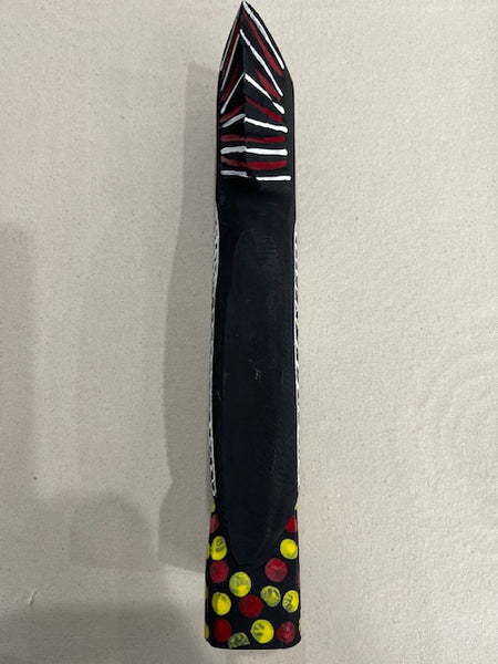 #105 Hand Carved Black Cockatoo- KENNY REID: Aboriginal Art: 31x9x5cm