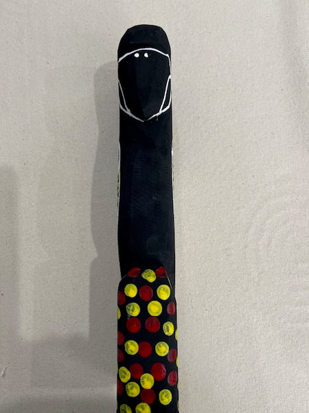 #105 Hand Carved Black Cockatoo- KENNY REID: Aboriginal Art: 31x9x5cm