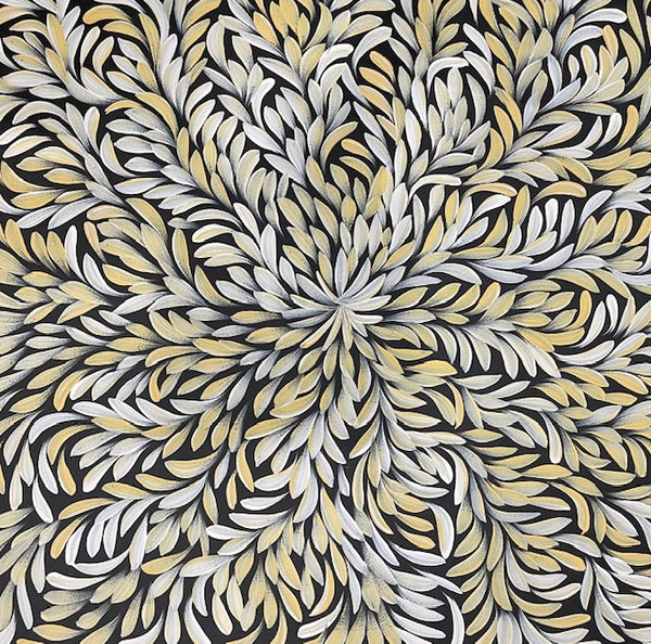 #9 Bush Medicine Leaves (Neutrals) - LOUISE NUMINA : Aboriginal Art: 62cm x 61cm