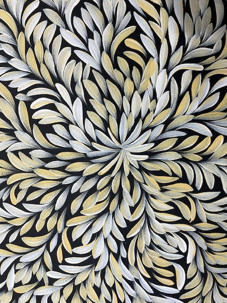 #9 Bush Medicine Leaves (Neutrals) - LOUISE NUMINA : Aboriginal Art: 62cm x 61cm