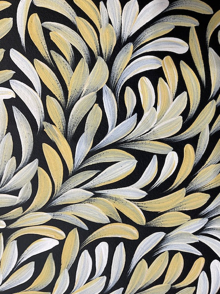 #9 Bush Medicine Leaves (Neutrals) - LOUISE NUMINA : Aboriginal Art: 62cm x 61cm
