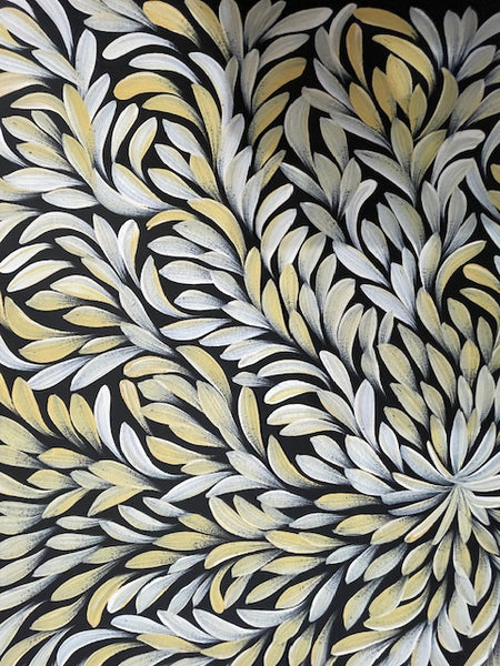 #9 Bush Medicine Leaves (Neutrals) - LOUISE NUMINA : Aboriginal Art: 62cm x 61cm