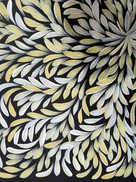 #9 Bush Medicine Leaves (Neutrals) - LOUISE NUMINA : Aboriginal Art: 62cm x 61cm