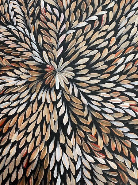 #236 Bush Medicine Leaves (Earth) - CAROLINE NUMINA : Aboriginal Art: 38cm x 96cm