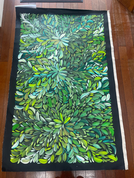 #278 Bush Medicine Leaves (Greens) - LOUISE NUMINA : Aboriginal Art: 92x155cm