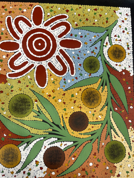 #218 Women Collecting Bush Tomato- JONATHAN HOCKLEY - Aboriginal Art: 31x34