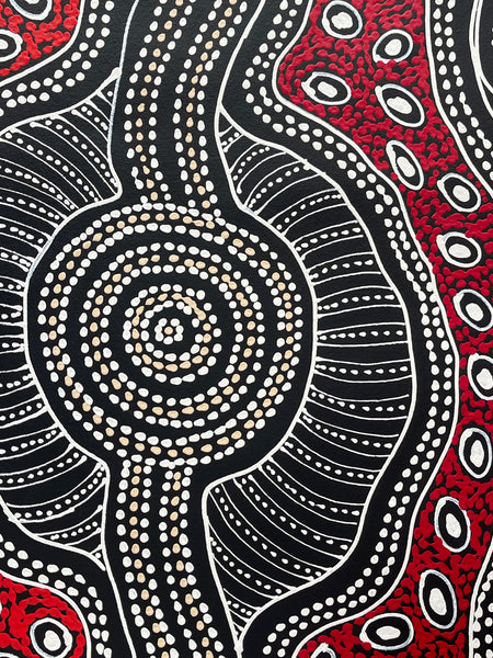 #162 Emu Dreaming (Red) - SHARON NUMINA : Aboriginal Art: 54x200cm