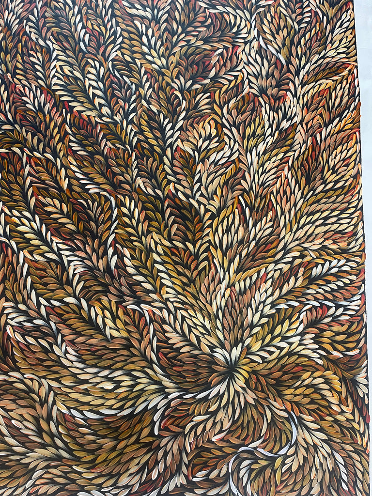 #192 Seeded Bush Yams (Blue/Green)- SELINA NUMINA :Aboriginal Art: 85x96cm