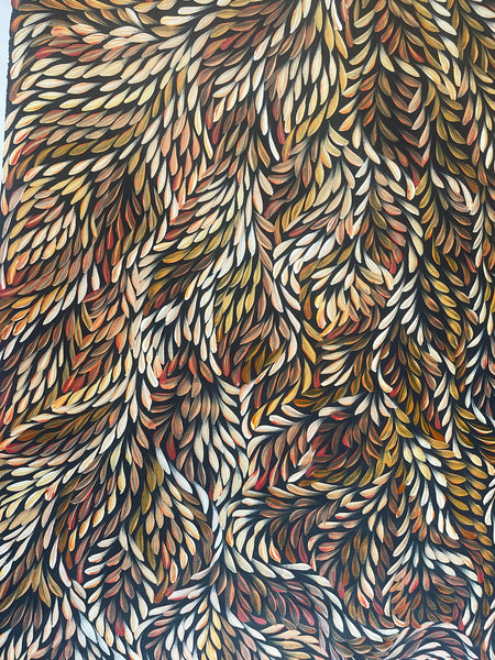 #150 Bush Medicine Leaves (Browns) - CAROLINE NUMINA : Aboriginal Art: 94x148
