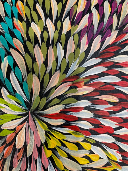 #25 Bush Medicine Leaves (Multi) - CAROLINE NUMINA : Aboriginal Art:  37cm x 27cm