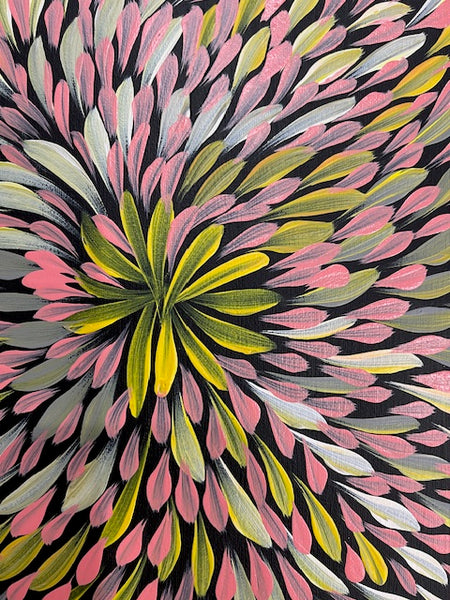#17 Bush Medicine Leaves (Multi) - CAROLINE NUMINA : Aboriginal Art:  37cm x 27cm