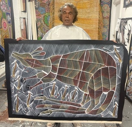 #369 Kangaroo Dreaming - EDDIE BLITNER Aboriginal Art : 96cm x 136cm