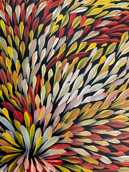 #232 Bush Medicine Leaves (Multi) - CAROLINE NUMINA : Aboriginal Art:  37cm x 27cm
