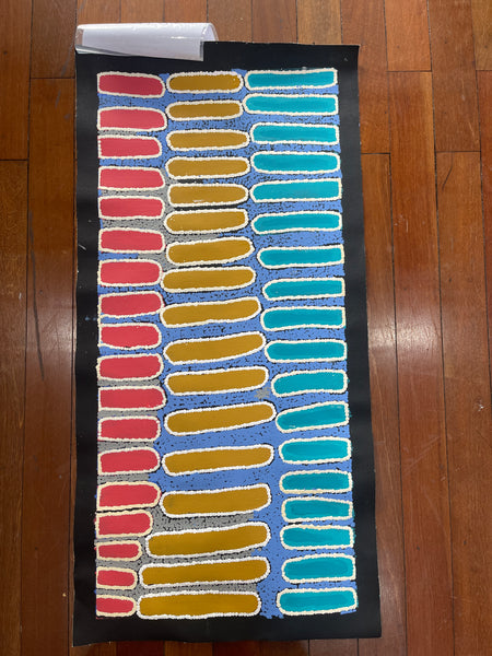 #118 Bush Yam Dreaming (Multi) BARBARA PANANKA PRICE : Aboriginal Art: 44x96