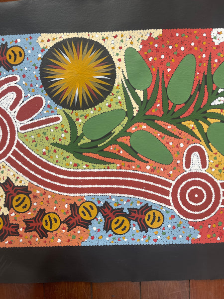 #250 Women Collecting Bush Tucker - JONATHAN HOCKLEY - Aboriginal Art: 38x172cm