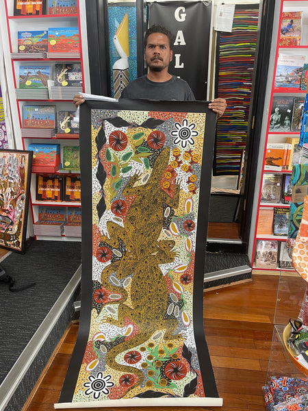 #234 Goanna Dreaming (Earth) - JONATHAN HOCKLEY - Aboriginal Art: 62x200cm