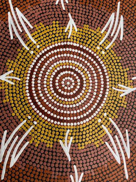 #324 Water Dreaming - Ngapa (Blue,Earth,White)- JANET LONG NAKAMARRA: Aboriginal Art: 70x200cm