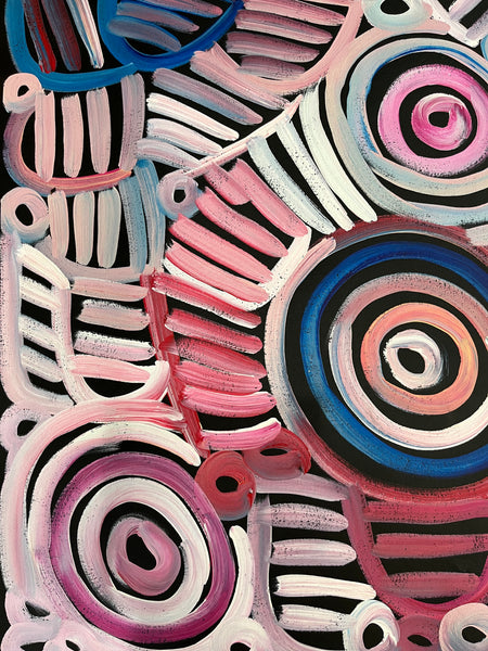 #299 Women's Body Design - Ceremony (Pinks) - LOUISE NUMINA : Aboriginal Art: 146 x 93cm