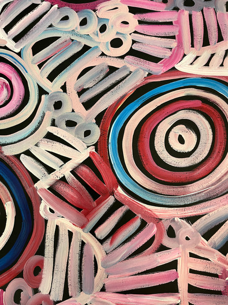 #299 Women's Body Design - Ceremony (Pinks) - LOUISE NUMINA : Aboriginal Art: 146 x 93cm