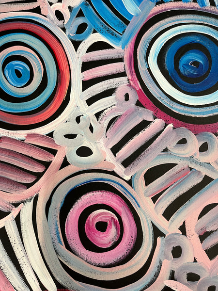 #299 Women's Body Design - Ceremony (Pinks) - LOUISE NUMINA : Aboriginal Art: 146 x 93cm