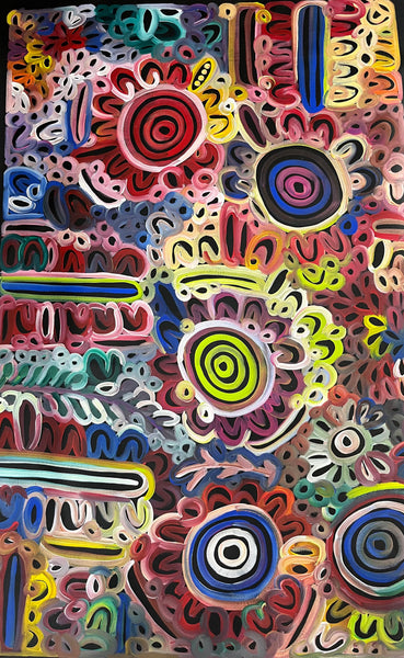 #284 Women's Body Design - Ceremony (Multi) - LOUISE NUMINA : Aboriginal Art: 149 x 96cm