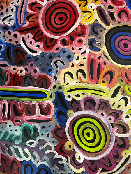 #284 Women's Body Design - Ceremony (Multi) - LOUISE NUMINA : Aboriginal Art: 149 x 96cm