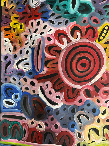 #284 Women's Body Design - Ceremony (Multi) - LOUISE NUMINA : Aboriginal Art: 149 x 96cm