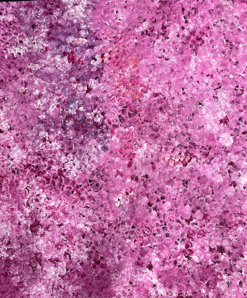 #103 Bush Plum Dreaming (pinks) -ARTIST: Bessie Pitjara - Aboriginal Art: 94 x 99cm