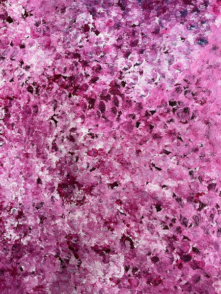 #103 Bush Plum Dreaming (pinks) -ARTIST: Bessie Pitjara - Aboriginal Art: 94 x 99cm