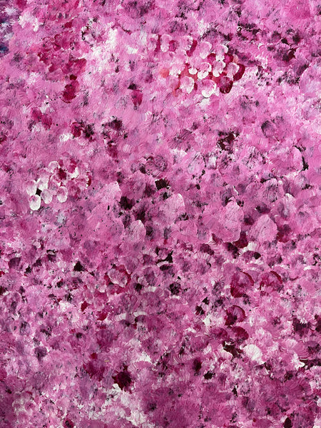 #103 Bush Plum Dreaming (pinks) -ARTIST: Bessie Pitjara - Aboriginal Art: 94 x 99cm