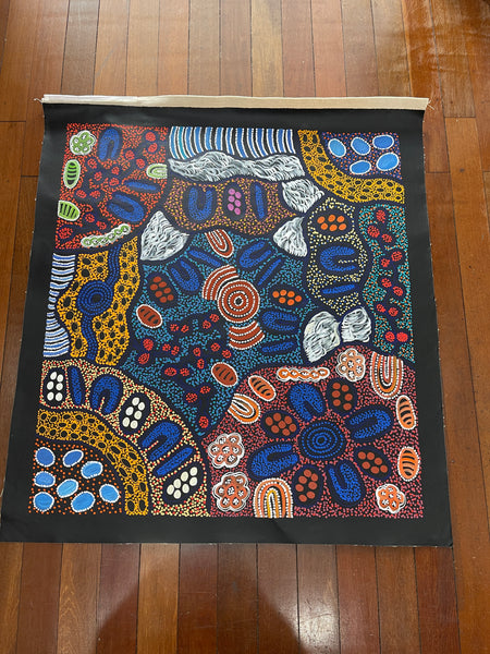 #307 Collecting Bush Tucker (Multi) - LANITA NUMINA : Aboriginal Art: 86x96cm