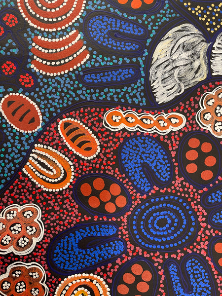 #307 Collecting Bush Tucker (Multi) - LANITA NUMINA : Aboriginal Art: 86x96cm