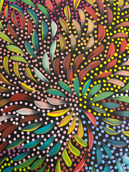 #267 Bush Medicine Leaves and Seeds (Multi) - CAROLINE NUMINA : Aboriginal Art: 59 x 59cm