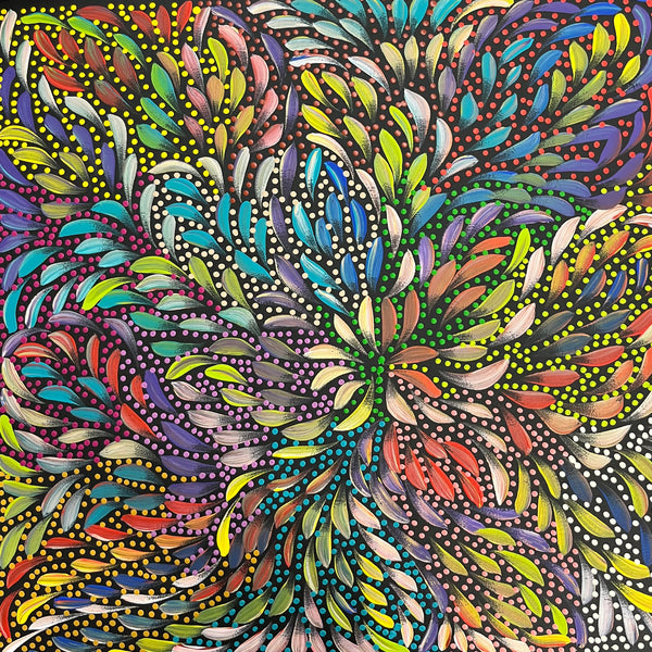 #279 Bush Medicine Leaves and Seeds (Multi) - CAROLINE NUMINA : Aboriginal Art: 59 x 60cm
