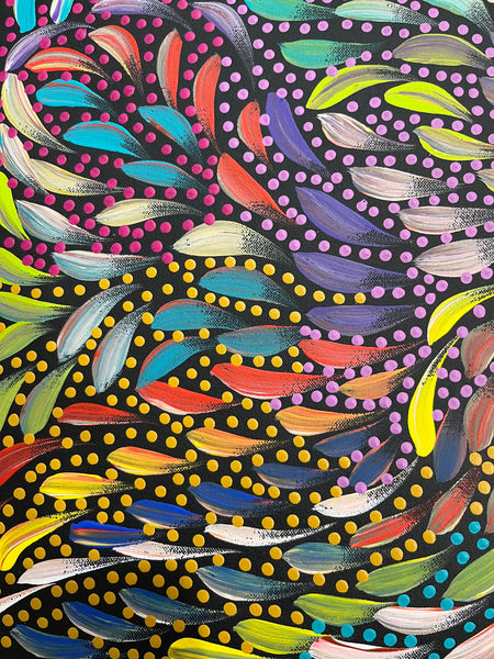 #279 Bush Medicine Leaves and Seeds (Multi) - CAROLINE NUMINA : Aboriginal Art: 59 x 60cm