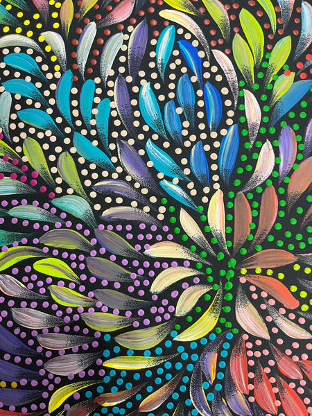 #279 Bush Medicine Leaves and Seeds (Multi) - CAROLINE NUMINA : Aboriginal Art: 59 x 60cm