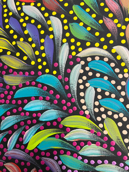 #279 Bush Medicine Leaves and Seeds (Multi) - CAROLINE NUMINA : Aboriginal Art: 59 x 60cm